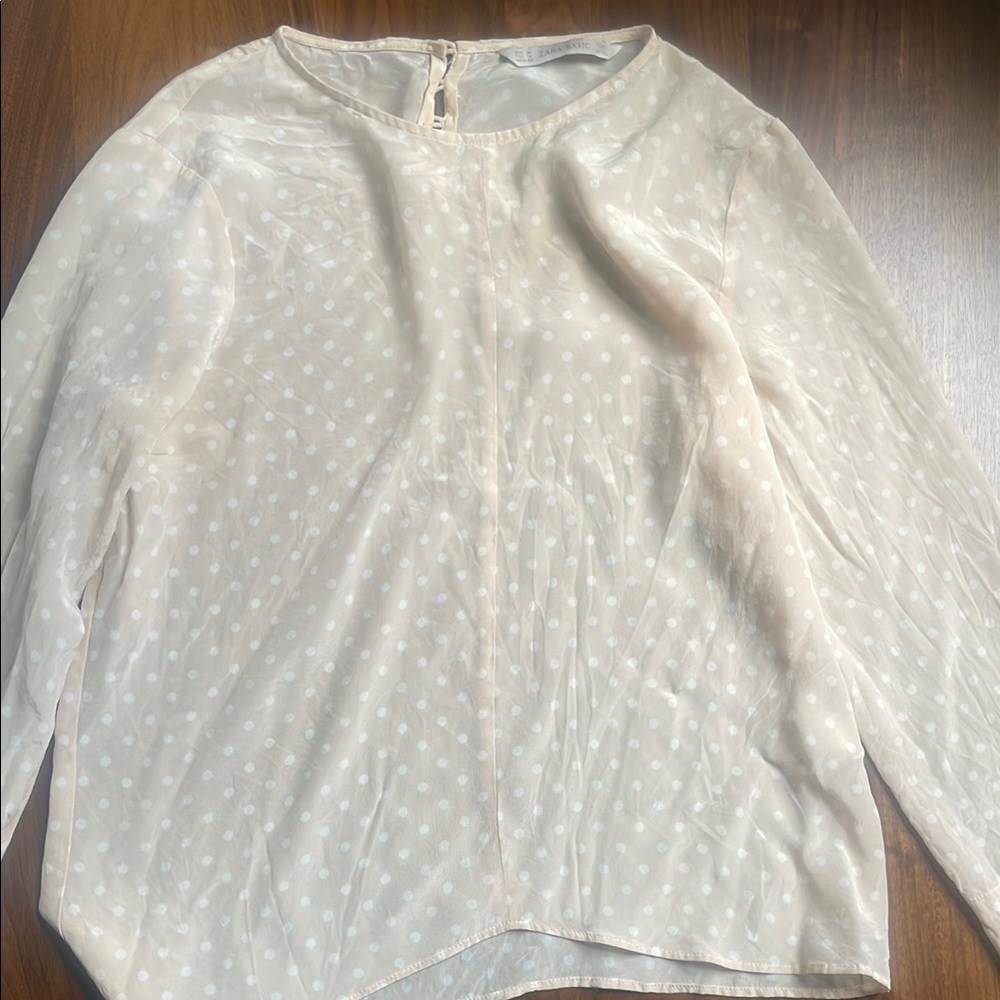 Zara Ivory Polka Dot Top